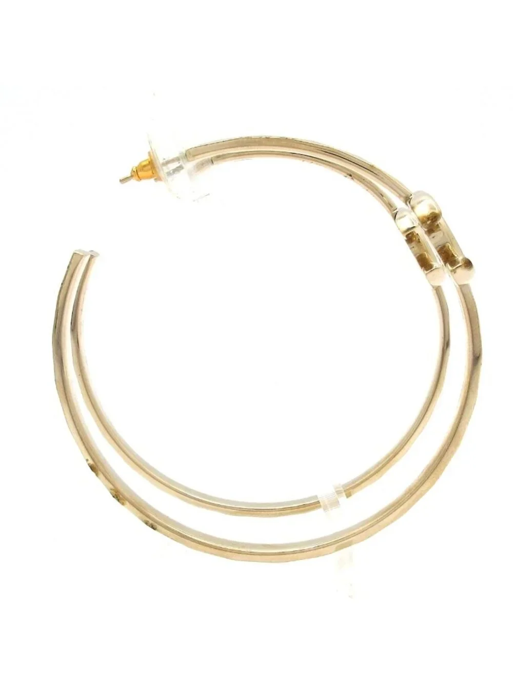 Chanel Earrings Gold Hoop CC Logo